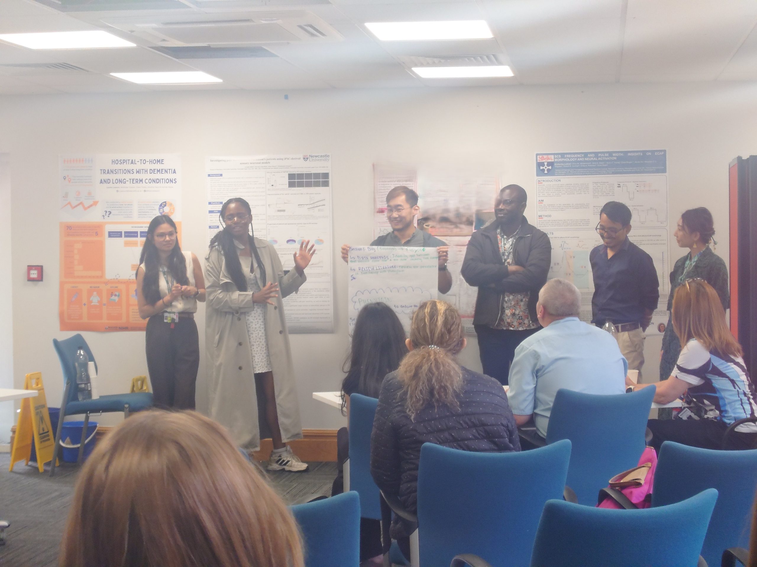Group of student presenting in front of a room or people