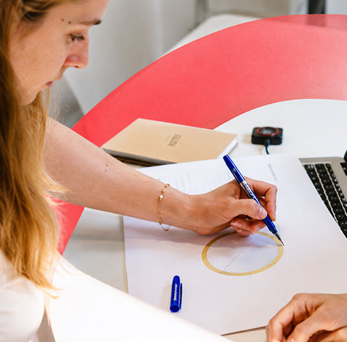 Woman working at a modern desk